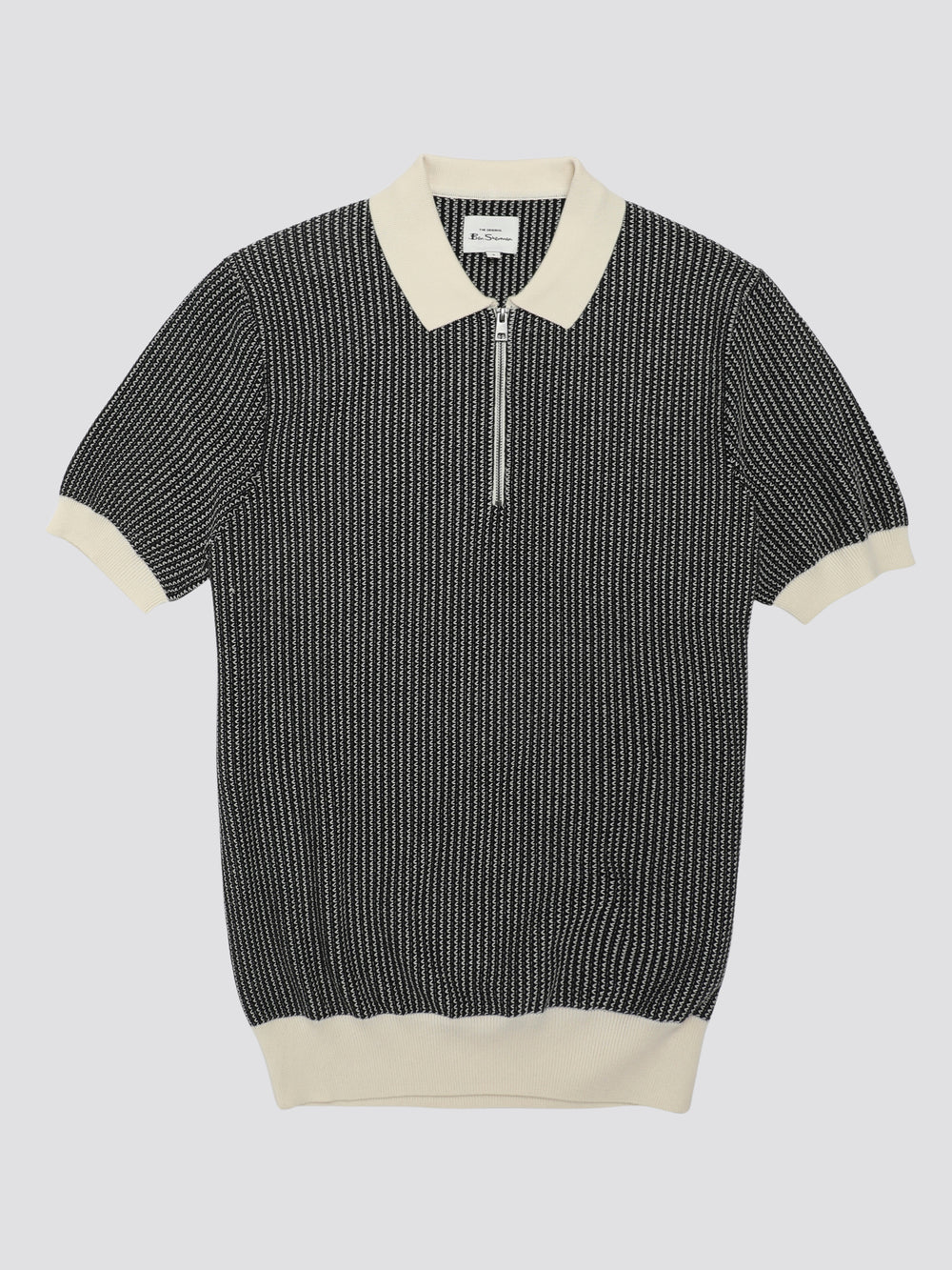 Knitwear Ben Sherman Signature Bicolor Zip Neck Polo Blanche | KKB-78147759